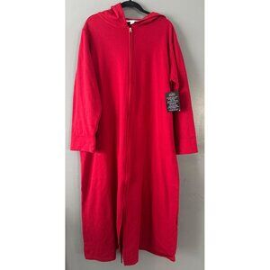 NWT Dreams & Co Womens L 18/20 Zip Front Hooded Lounge Robe Oversized Cozy